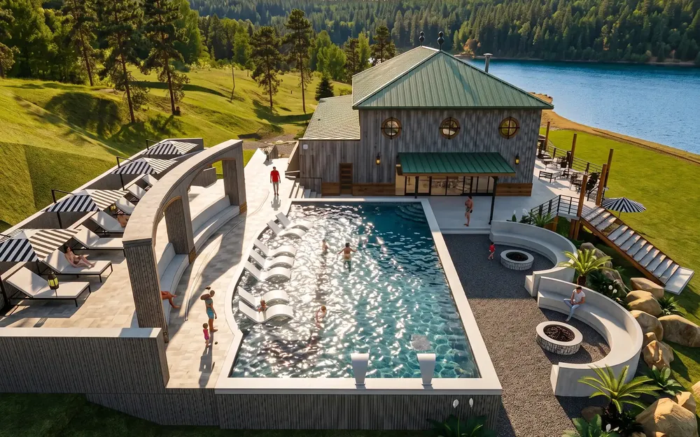 Render referencial de la piscina